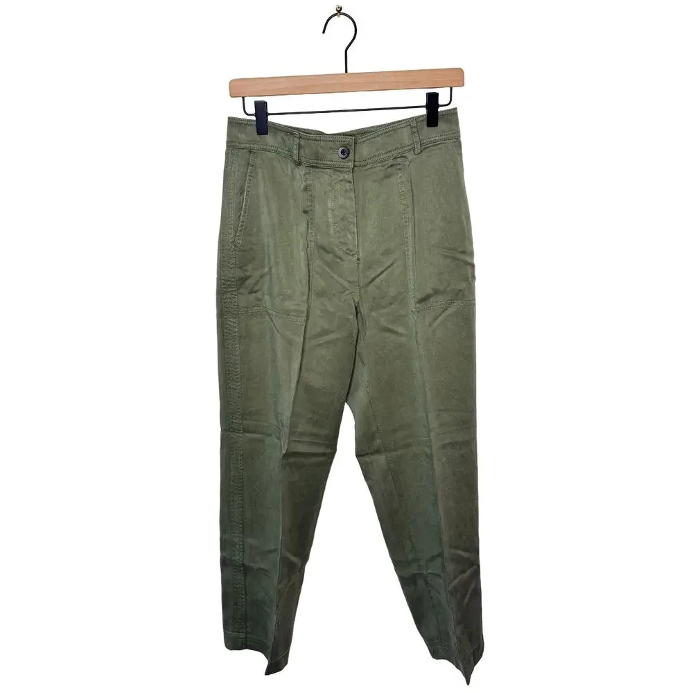 J.CREW Drapey viscose-blend twill pant size 6 General Surplus Green NWT
